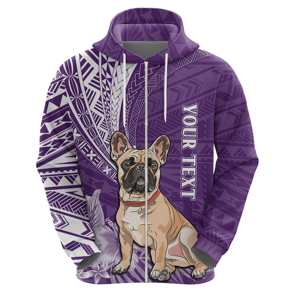 Personalised Polynesian Pacific Bulldog Hoodie With Violet Hawaii Tribal Tattoo Patterns - Wonder Print Shop