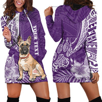 Personalised Polynesian Pacific Bulldog Hoodie Dress With Violet Hawaii Tribal Tattoo Patterns - Wonder Print Shop