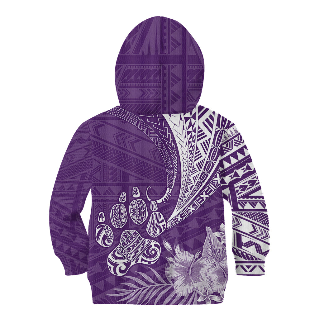 Personalised Polynesian Pacific Bulldog Kid Hoodie With Violet Hawaii Tribal Tattoo Patterns - Wonder Print Shop
