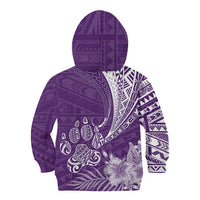 Personalised Polynesian Pacific Bulldog Kid Hoodie With Violet Hawaii Tribal Tattoo Patterns - Wonder Print Shop