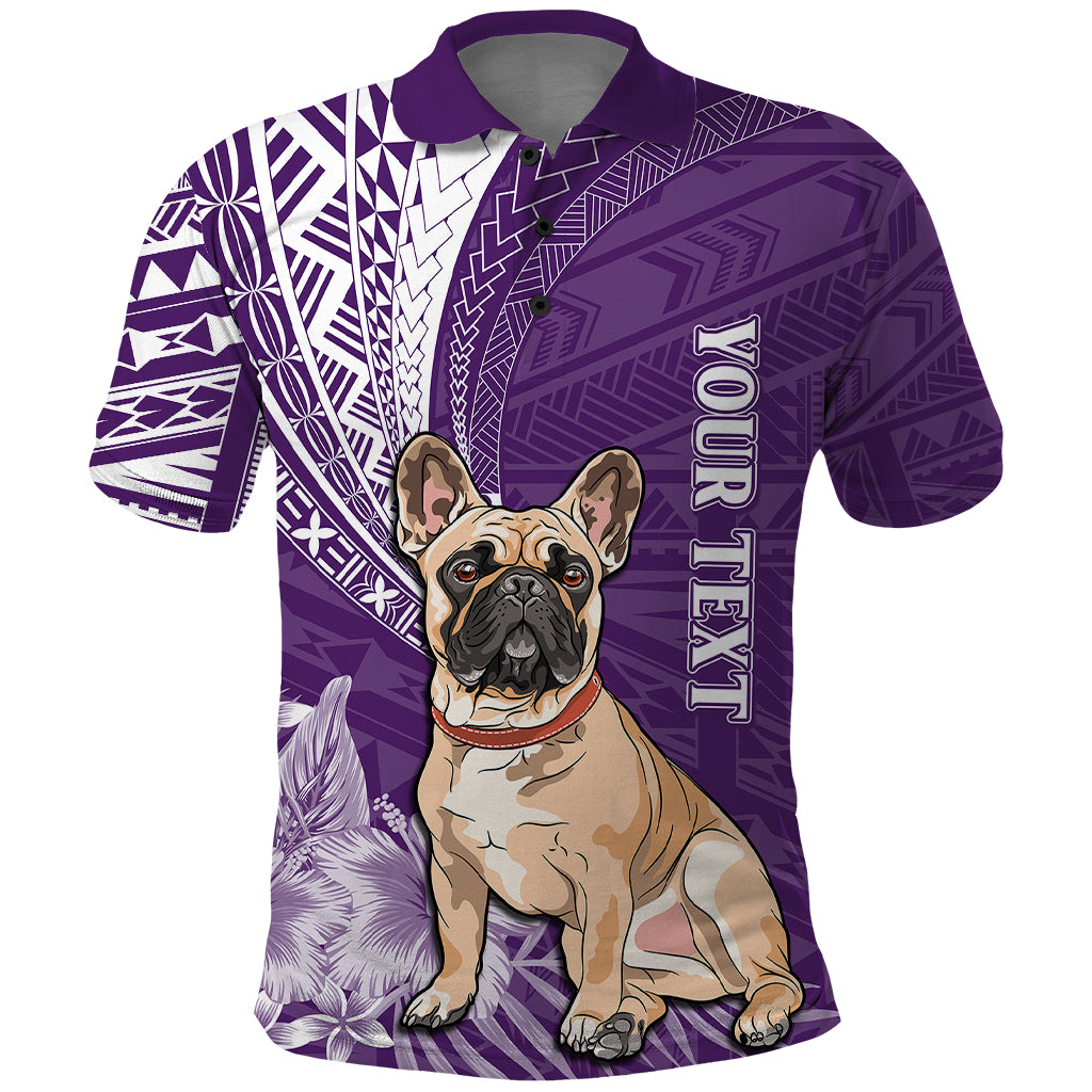Personalised Polynesian Pacific Bulldog Polo Shirt With Violet Hawaii Tribal Tattoo Patterns - Wonder Print Shop