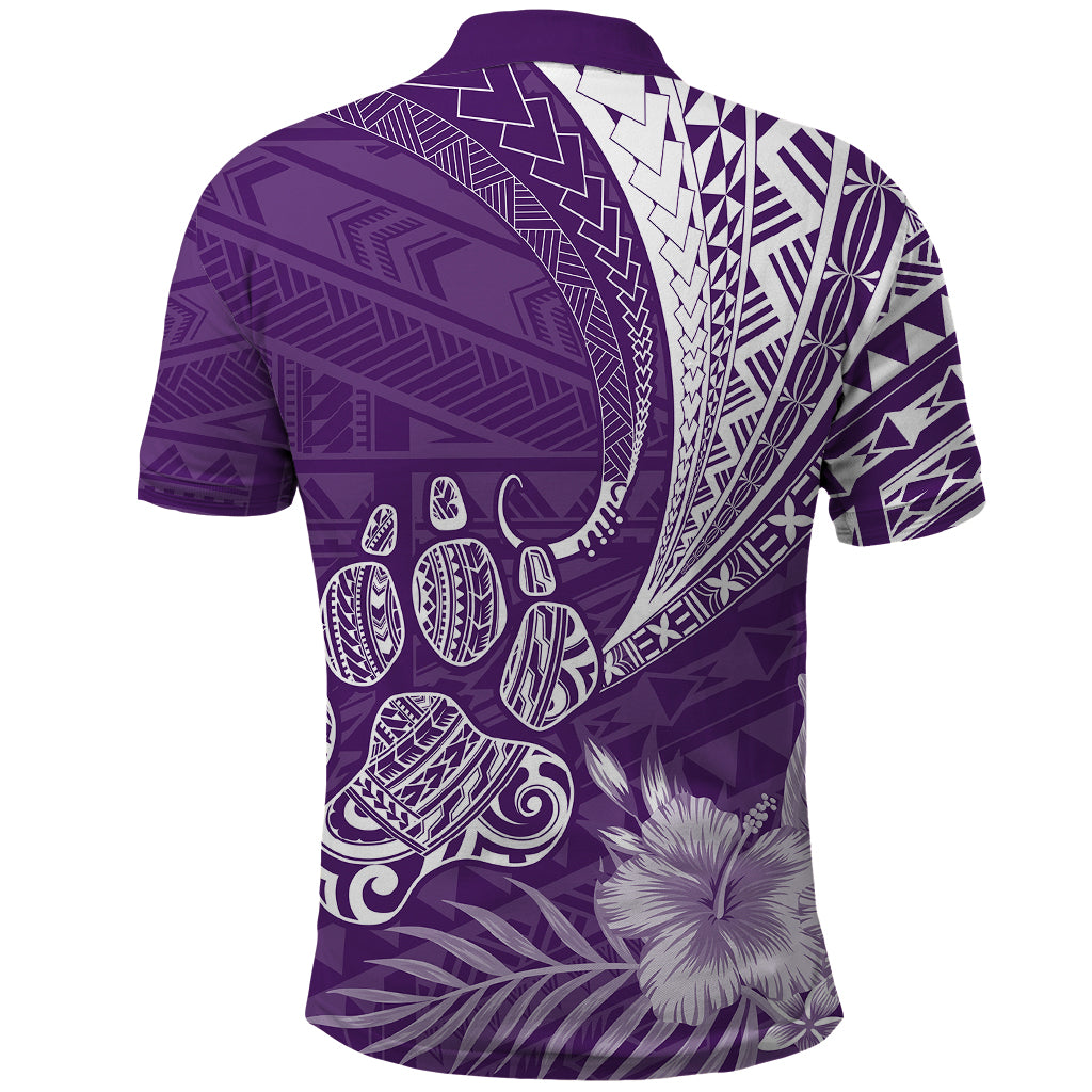 Personalised Polynesian Pacific Bulldog Polo Shirt With Violet Hawaii Tribal Tattoo Patterns - Wonder Print Shop