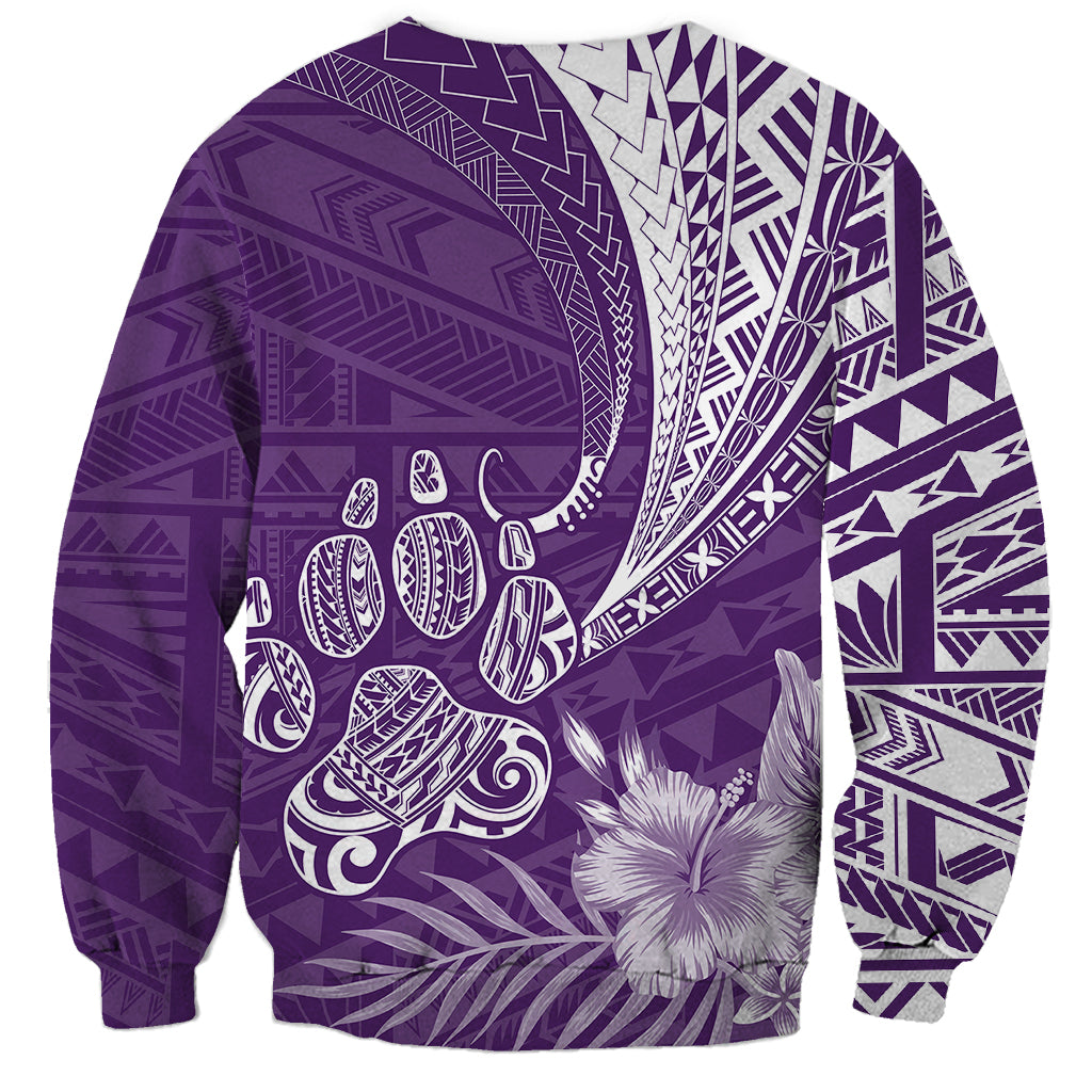 Personalised Polynesian Pacific Bulldog Sweatshirt With Violet Hawaii Tribal Tattoo Patterns - Wonder Print Shop