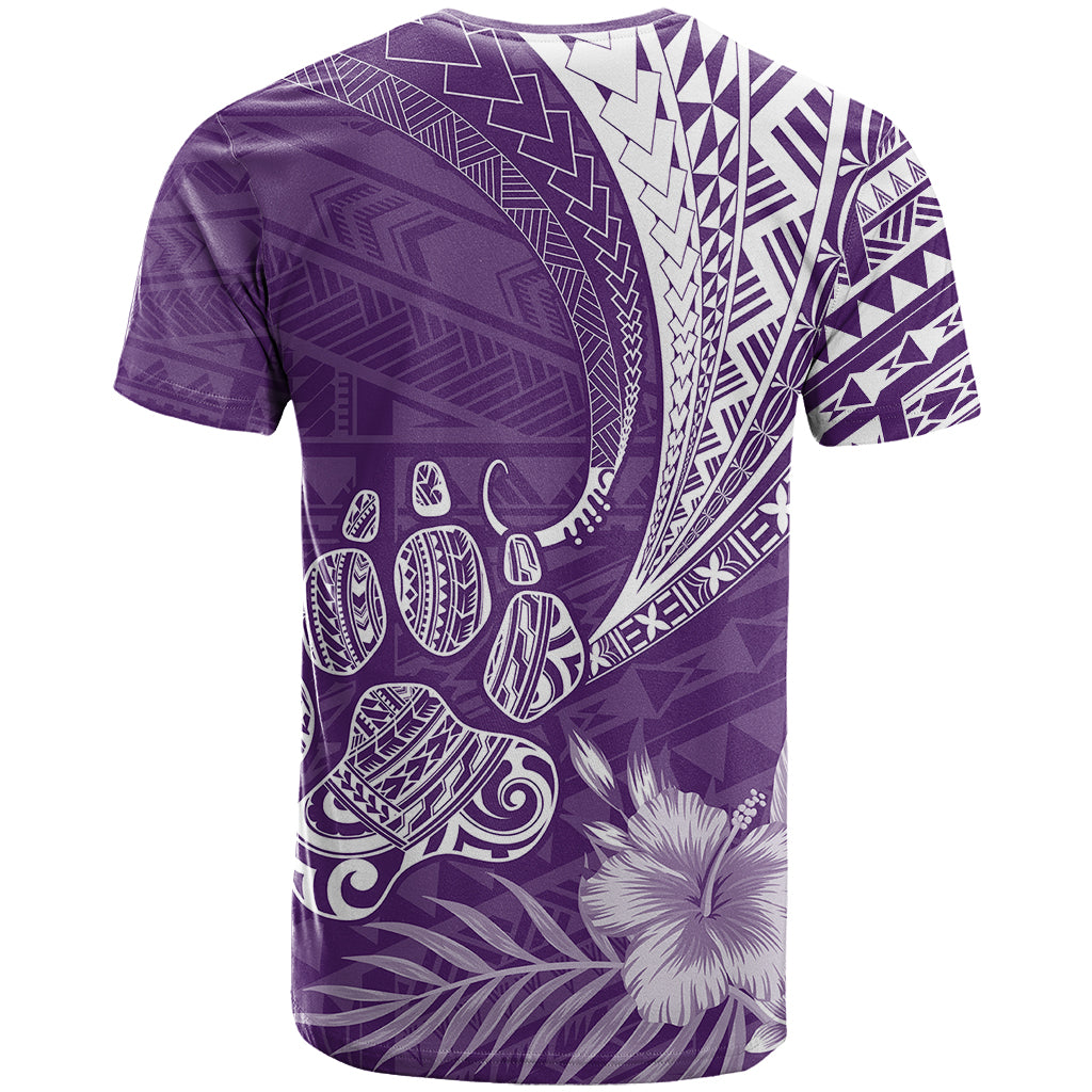 Personalised Polynesian Pacific Bulldog T Shirt With Violet Hawaii Tribal Tattoo Patterns - Wonder Print Shop