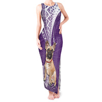 Personalised Polynesian Pacific Bulldog Tank Maxi Dress With Violet Hawaii Tribal Tattoo Patterns - Wonder Print Shop