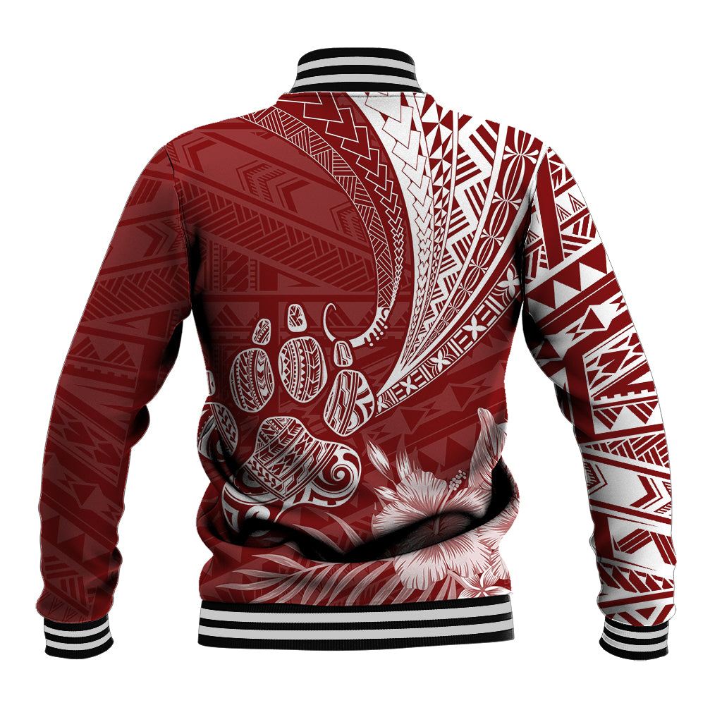 Personalised Polynesian Pacific Bulldog Baseball Jacket With Red Hawaii Tribal Tattoo Patterns LT7 - Wonder Print Shop