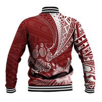 Personalised Polynesian Pacific Bulldog Baseball Jacket With Red Hawaii Tribal Tattoo Patterns LT7 - Wonder Print Shop