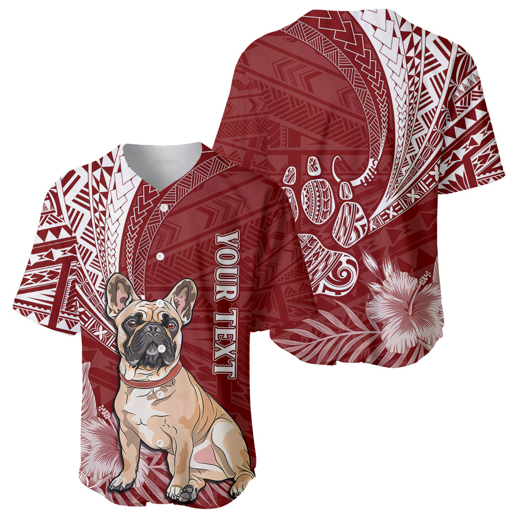 Personalised Polynesian Pacific Bulldog Baseball Jersey With Red Hawaii Tribal Tattoo Patterns LT7 - Wonder Print Shop