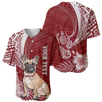 Personalised Polynesian Pacific Bulldog Baseball Jersey With Red Hawaii Tribal Tattoo Patterns LT7 - Wonder Print Shop