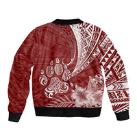 Personalised Polynesian Pacific Bulldog Bomber Jacket With Red Hawaii Tribal Tattoo Patterns LT7 - Wonder Print Shop