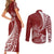 Personalised Polynesian Pacific Bulldog Couples Matching Short Sleeve Bodycon Dress and Long Sleeve Button Shirts With Red Hawaii Tribal Tattoo Patterns LT7 - Wonder Print Shop