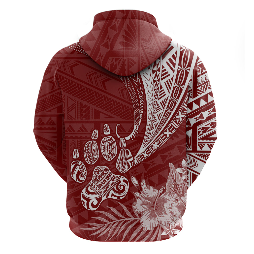 Personalised Polynesian Pacific Bulldog Hoodie With Red Hawaii Tribal Tattoo Patterns - Wonder Print Shop