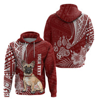 Personalised Polynesian Pacific Bulldog Hoodie With Red Hawaii Tribal Tattoo Patterns - Wonder Print Shop