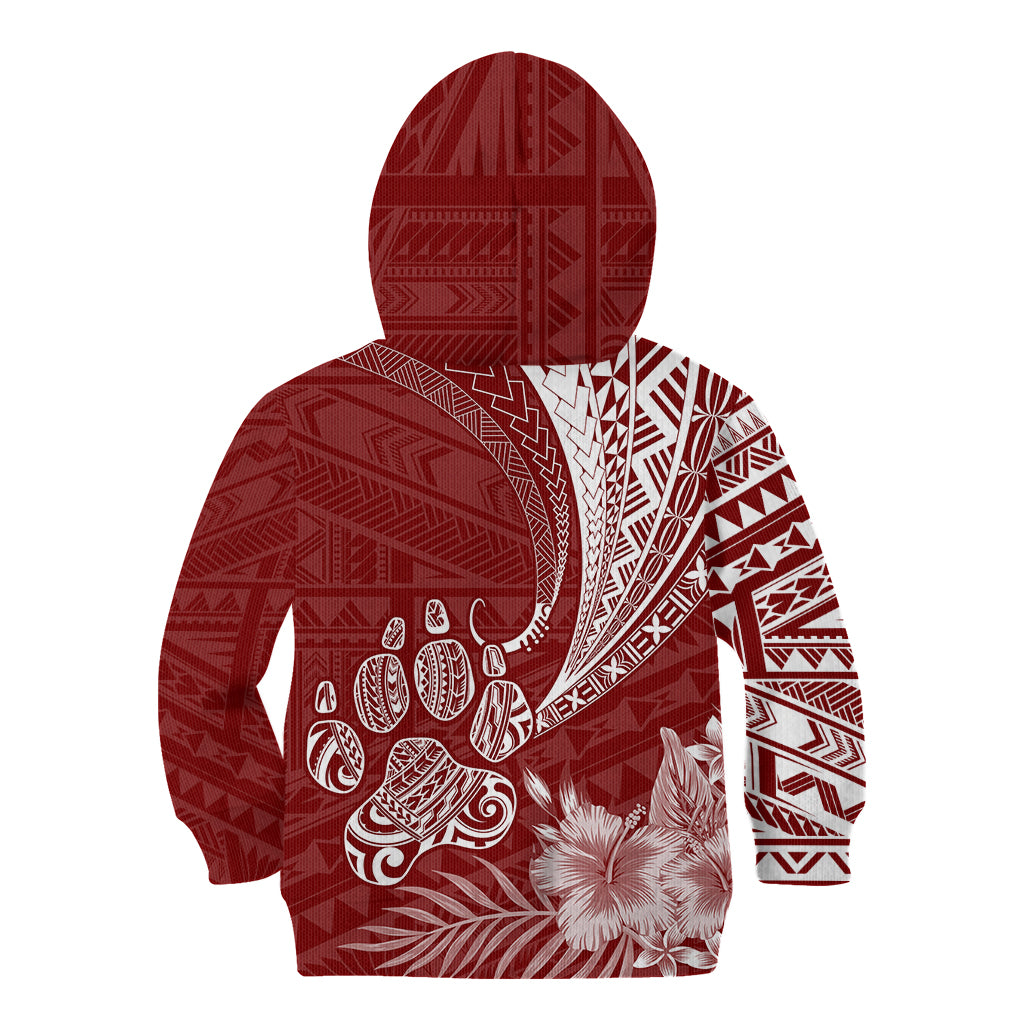Personalised Polynesian Pacific Bulldog Kid Hoodie With Red Hawaii Tribal Tattoo Patterns - Wonder Print Shop