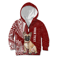 Personalised Polynesian Pacific Bulldog Kid Hoodie With Red Hawaii Tribal Tattoo Patterns - Wonder Print Shop