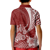 Personalised Polynesian Pacific Bulldog Kid Polo Shirt With Red Hawaii Tribal Tattoo Patterns - Wonder Print Shop