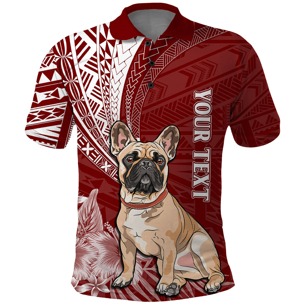 Personalised Polynesian Pacific Bulldog Polo Shirt With Red Hawaii Tribal Tattoo Patterns - Wonder Print Shop