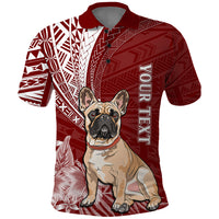 Personalised Polynesian Pacific Bulldog Polo Shirt With Red Hawaii Tribal Tattoo Patterns - Wonder Print Shop
