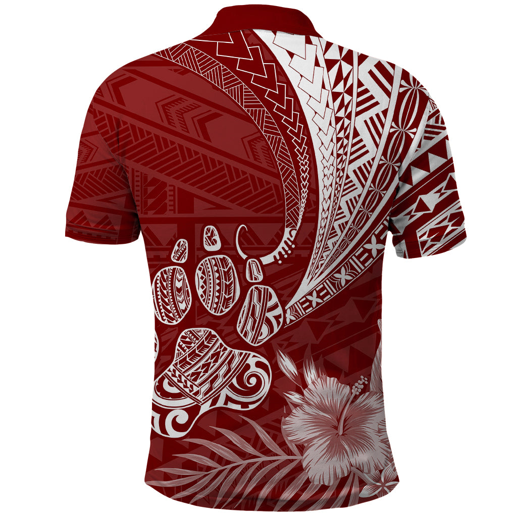 Personalised Polynesian Pacific Bulldog Polo Shirt With Red Hawaii Tribal Tattoo Patterns - Wonder Print Shop