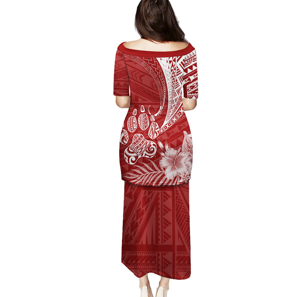 Personalised Polynesian Pacific Bulldog Puletasi With Red Hawaii Tribal Tattoo Patterns - Wonder Print Shop