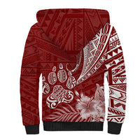 Personalised Polynesian Pacific Bulldog Sherpa Hoodie With Red Hawaii Tribal Tattoo Patterns - Wonder Print Shop