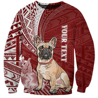 Personalised Polynesian Pacific Bulldog Sweatshirt With Red Hawaii Tribal Tattoo Patterns - Wonder Print Shop