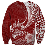 Personalised Polynesian Pacific Bulldog Sweatshirt With Red Hawaii Tribal Tattoo Patterns - Wonder Print Shop