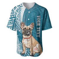 Personalised Polynesian Pacific Bulldog Baseball Jersey With Teal Hawaii Tribal Tattoo Patterns LT7 - Wonder Print Shop