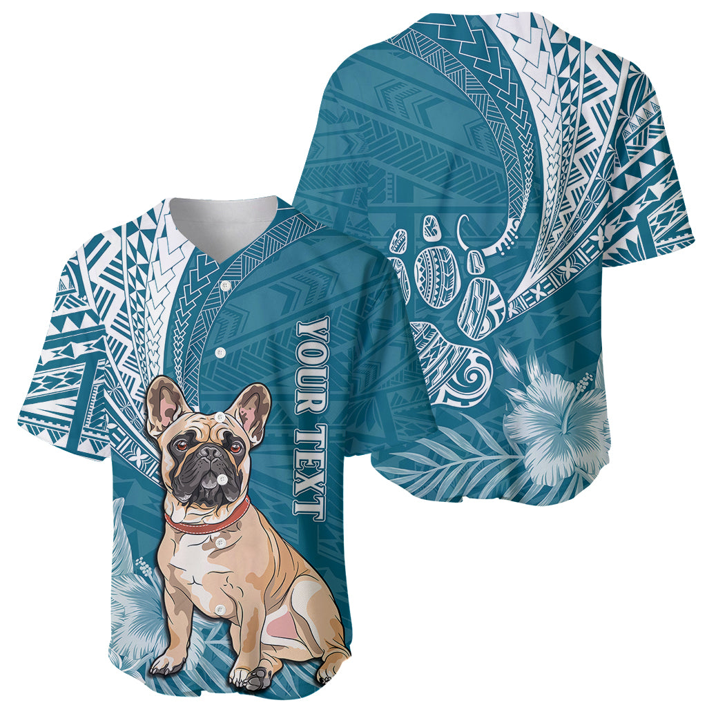 Personalised Polynesian Pacific Bulldog Baseball Jersey With Teal Hawaii Tribal Tattoo Patterns LT7 - Wonder Print Shop