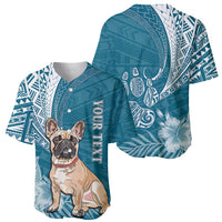 Personalised Polynesian Pacific Bulldog Baseball Jersey With Teal Hawaii Tribal Tattoo Patterns LT7 - Wonder Print Shop