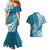 Personalised Polynesian Pacific Bulldog Couples Matching Mermaid Dress And Hawaiian Shirt With Teal Hawaii Tribal Tattoo Patterns LT7 - Wonder Print Shop