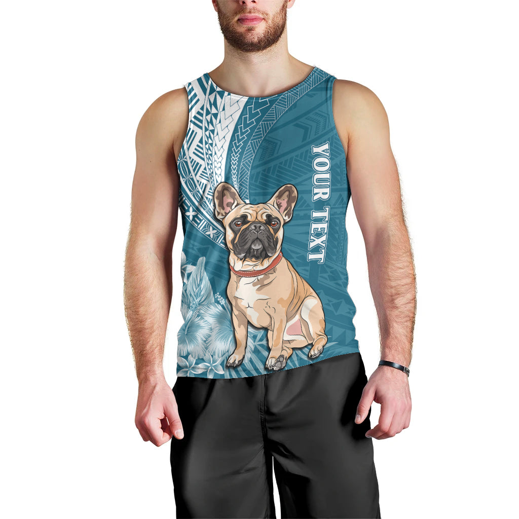 personalised-polynesian-pacific-bulldog-men-tank-top-with-teal-hawaii-tribal-tattoo-patterns