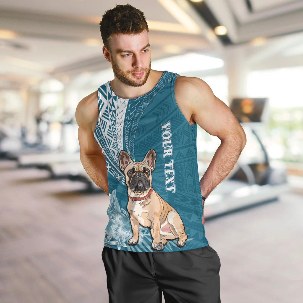 personalised-polynesian-pacific-bulldog-men-tank-top-with-teal-hawaii-tribal-tattoo-patterns