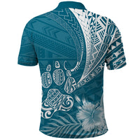 Personalised Polynesian Pacific Bulldog Polo Shirt With Teal Hawaii Tribal Tattoo Patterns - Wonder Print Shop