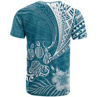 Personalised Polynesian Pacific Bulldog T Shirt With Teal Hawaii Tribal Tattoo Patterns - Wonder Print Shop