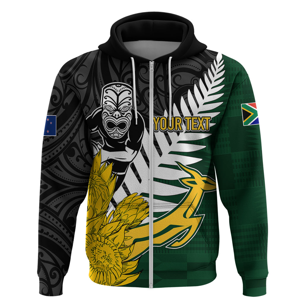 Personalised New Zealand Vs South Africa Rugby Hoodie Rivals - Tribal Style - Wonder Print Shop