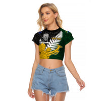 Personalised New Zealand Vs South Africa Rugby Raglan Cropped T Shirt Rivals - Tribal Style - Wonder Print Shop