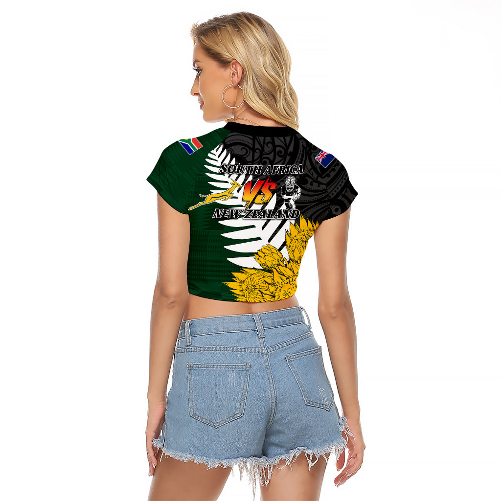 Personalised New Zealand Vs South Africa Rugby Raglan Cropped T Shirt Rivals - Tribal Style - Wonder Print Shop