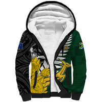 Personalised New Zealand Vs South Africa Rugby Sherpa Hoodie Rivals - Tribal Style - Wonder Print Shop