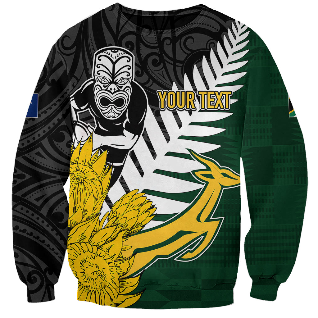 Personalised New Zealand Vs South Africa Rugby Sweatshirt Rivals - Tribal Style - Wonder Print Shop