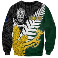 Personalised New Zealand Vs South Africa Rugby Sweatshirt Rivals - Tribal Style - Wonder Print Shop