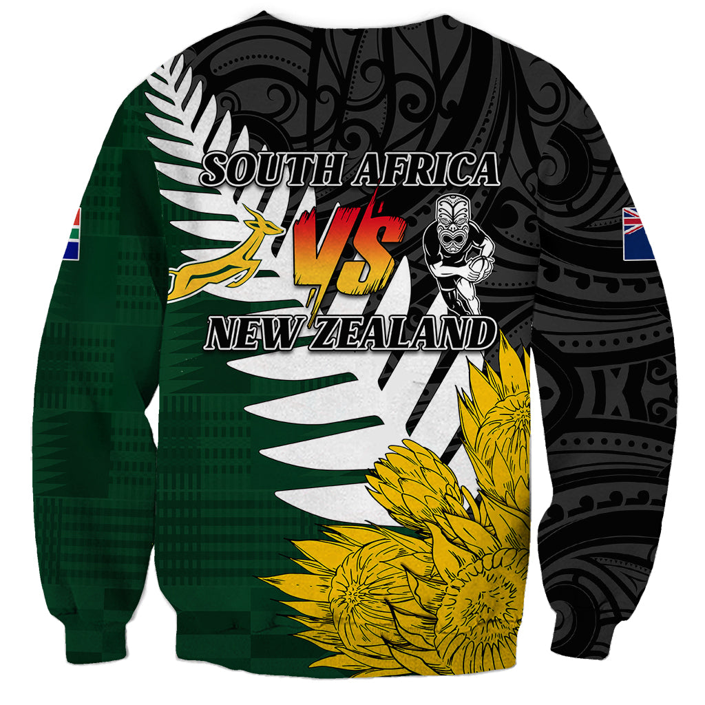 Personalised New Zealand Vs South Africa Rugby Sweatshirt Rivals - Tribal Style - Wonder Print Shop