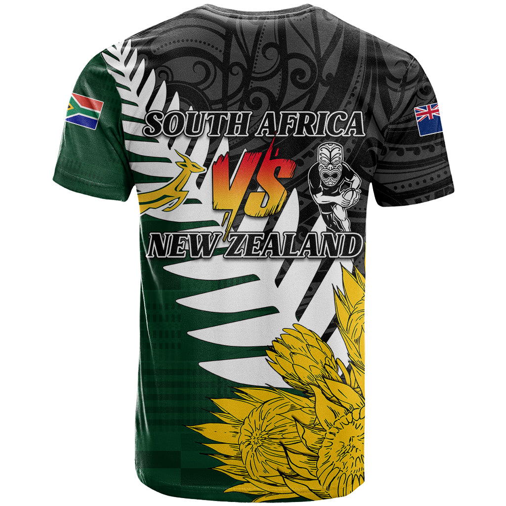 Personalised New Zealand Vs South Africa Rugby T Shirt Rivals - Tribal Style - Wonder Print Shop
