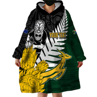 Personalised New Zealand Vs South Africa Rugby Wearable Blanket Hoodie Rivals - Tribal Style - Wonder Print Shop
