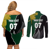 Personalised New Zealand Vs South Africa Rugby Couples Matching Off Shoulder Short Dress and Long Sleeve Button Shirts Rivals Dynamics LT7 - Wonder Print Shop