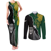 Personalised New Zealand Vs South Africa Rugby Couples Matching Tank Maxi Dress and Long Sleeve Button Shirts Rivals Dynamics LT7 - Wonder Print Shop
