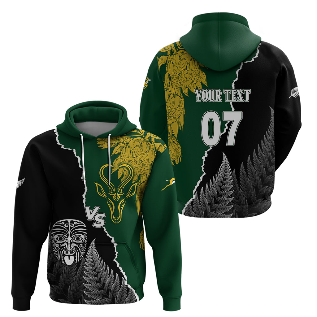 Personalised New Zealand Vs South Africa Rugby Hoodie Rivals Dynamics - Wonder Print Shop
