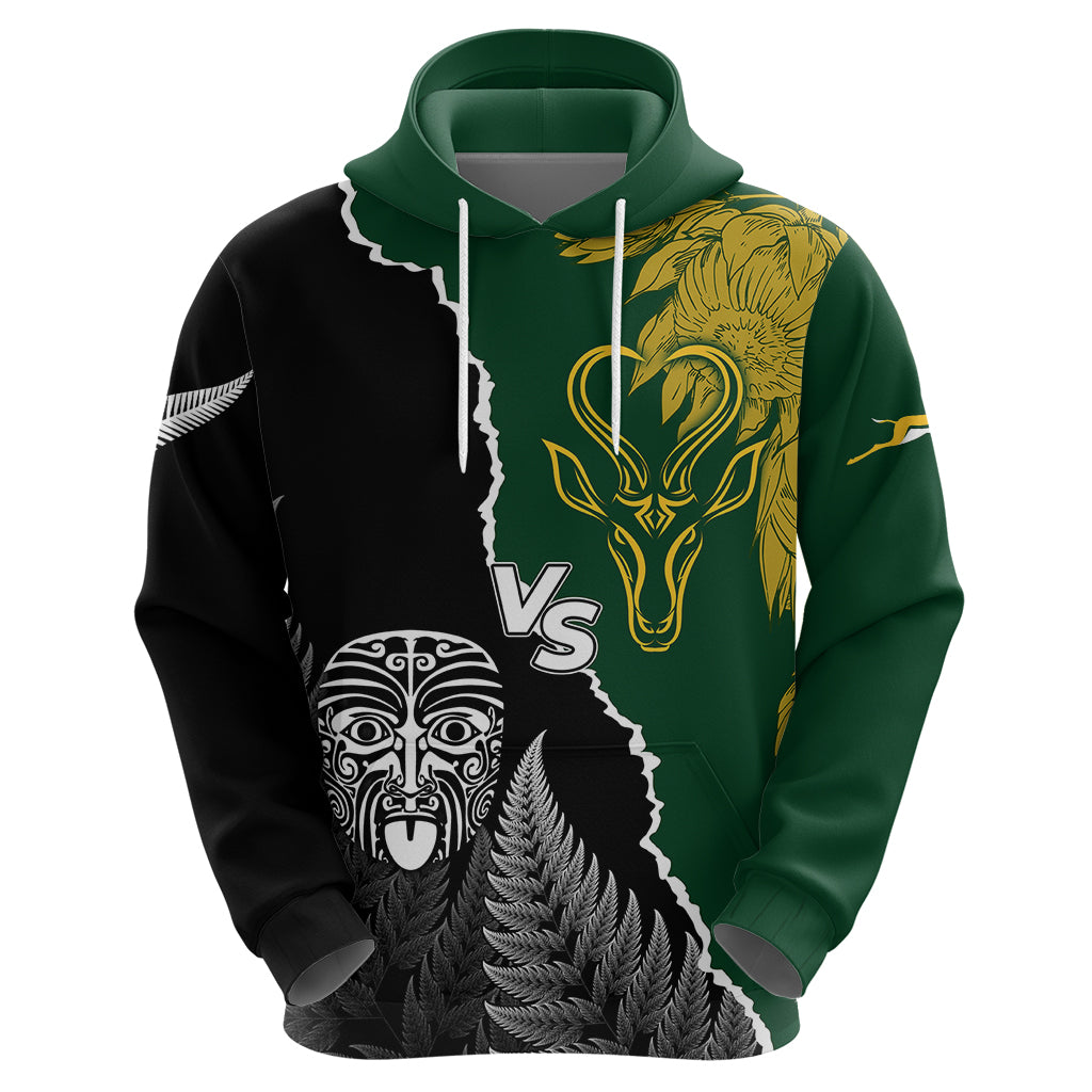 Personalised New Zealand Vs South Africa Rugby Hoodie Rivals Dynamics - Wonder Print Shop