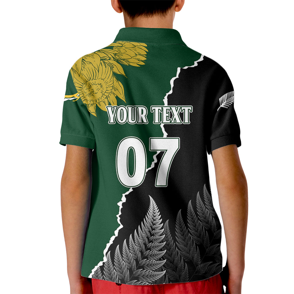 Personalised New Zealand Vs South Africa Rugby Kid Polo Shirt Rivals Dynamics - Wonder Print Shop
