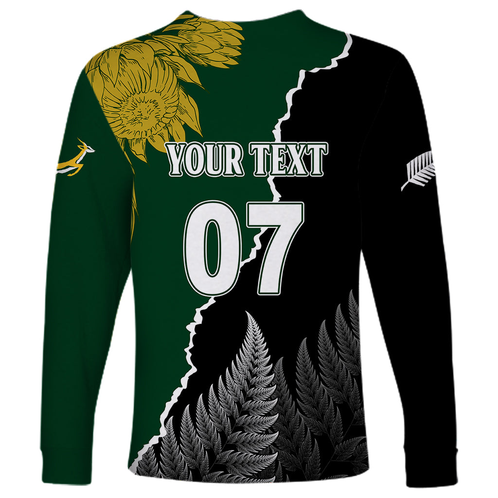 Personalised New Zealand Vs South Africa Rugby Long Sleeve Shirt Rivals Dynamics - Wonder Print Shop